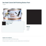 Sea Hawk Cukote Self-Polishing Bottom Paint - 1 Quart - Black - manufacturer can illustration with selected-option panel and original swatch