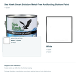 Sea Hawk Smart Solution Metal-Free Antifouling Bottom Paint - 1 Quart - White - manufacturer can illustration with selected-option panel and original swatch