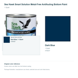 Sea Hawk Smart Solution Metal-Free Antifouling Bottom Paint - 1 Quart - Dark Blue - manufacturer can illustration with selected-option panel and original swatch