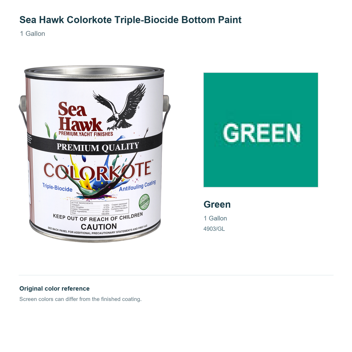 95-4903GL | 1 Gallon | Green | can and original swatch