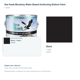 Sea Hawk Monterey Water-Based Antifouling Bottom Paint - 1 Quart - Black - manufacturer can illustration with selected-option panel and original swatch