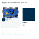 Sea Hawk Talon Semi-Hard Ablative Bottom Paint - 1 Quart - Dark Blue - manufacturer can illustration with selected-option panel and original swatch