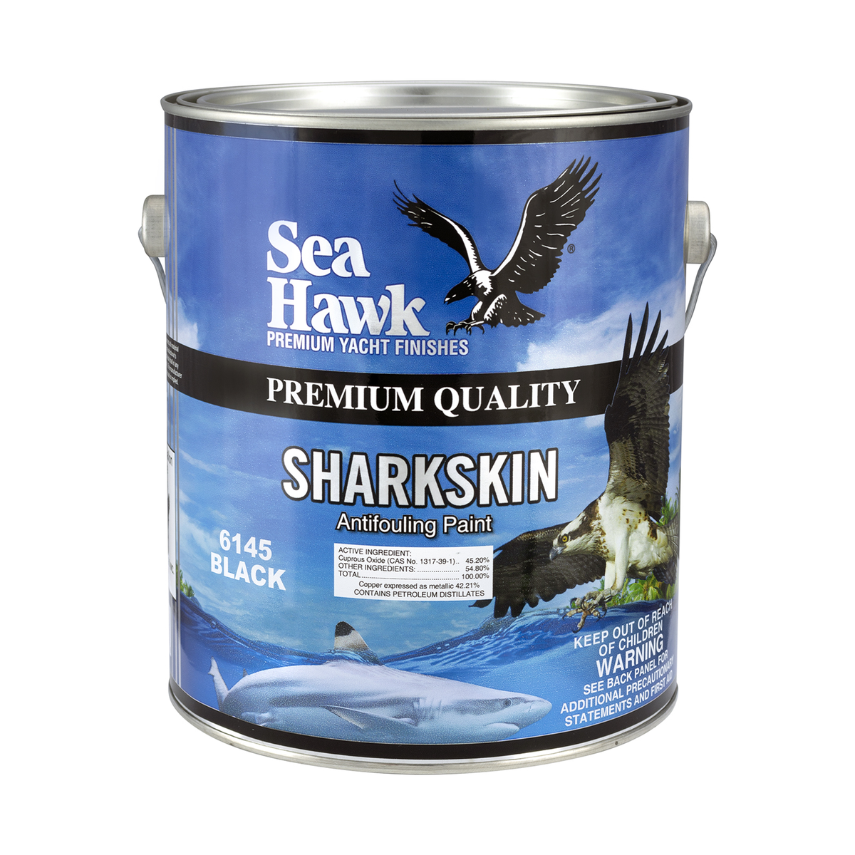 95-6145GL-clean | Original Sea Hawk manufacturer Sharkskin gallon package photo — exact listed Black or Light Gray example; Colorkote can is color-neutral