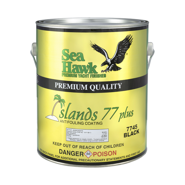 95-7745GL-clean | Original Sea Hawk manufacturer Islands 77 Plus gallon package photo — exact listed Black or Light Gray example; Colorkote can is color-neutral