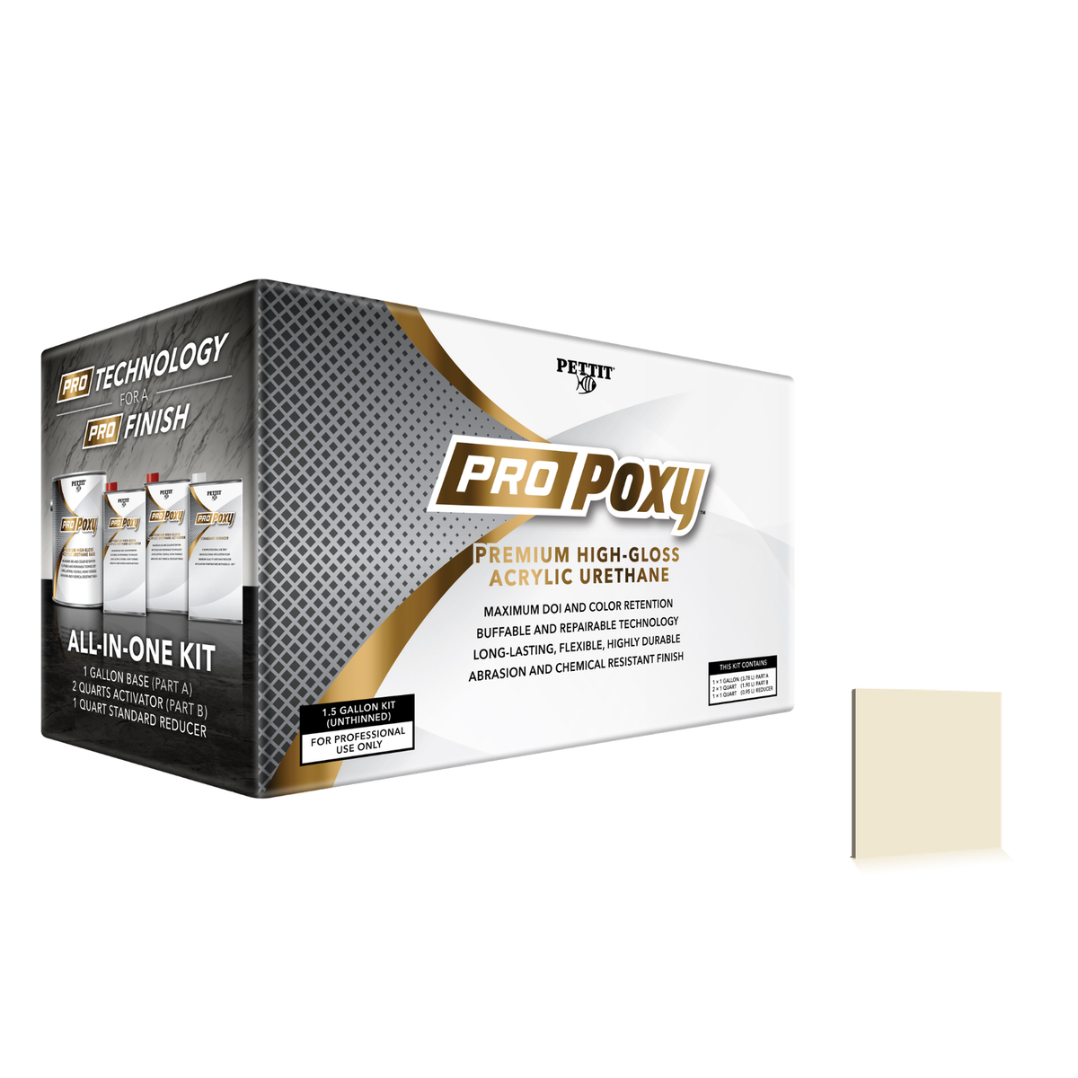 Pettit ProPoxy packaging with official Hatteras Off-White color swatch