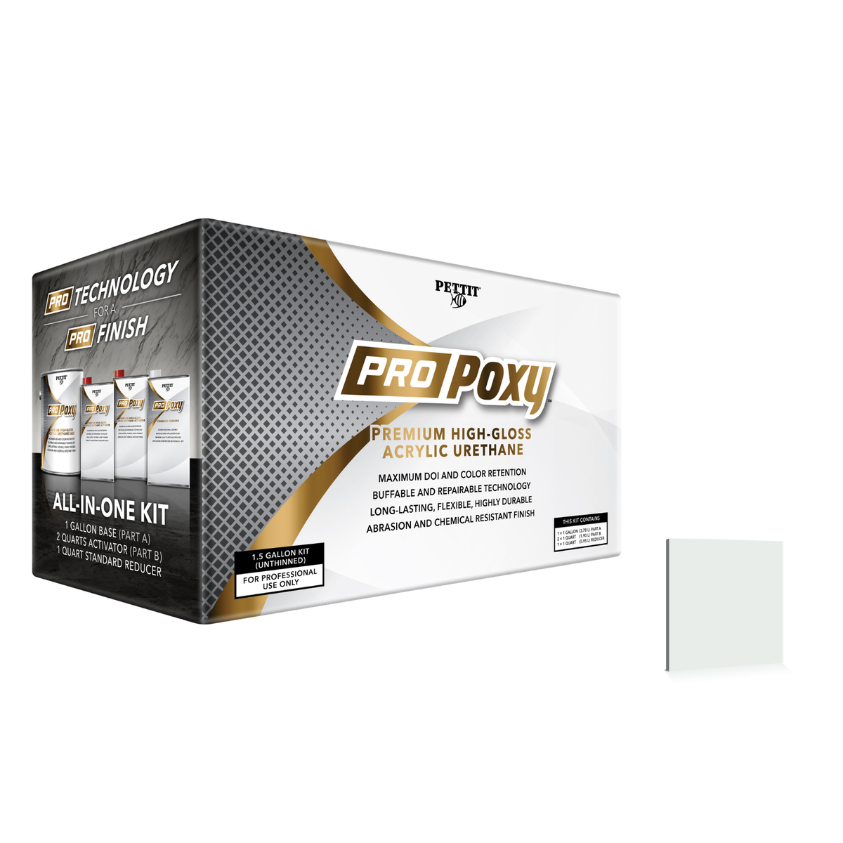 Pettit ProPoxy packaging with official Mist White color swatch