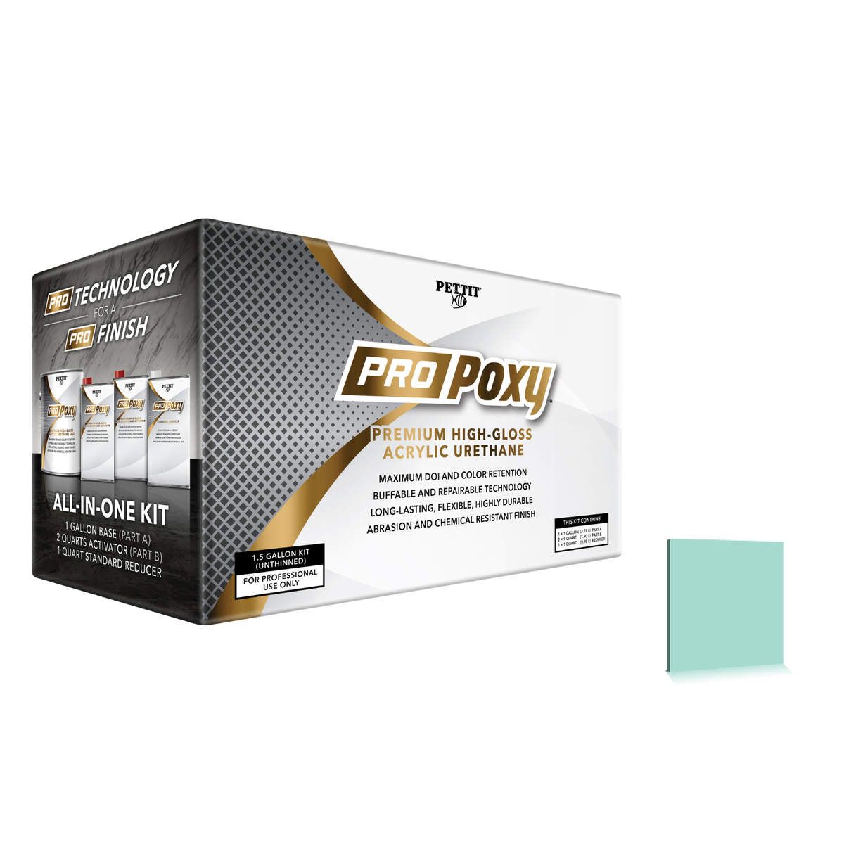 Pettit ProPoxy packaging with official Sea Foam color swatch