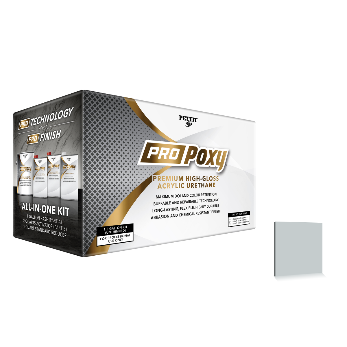 Pettit ProPoxy packaging with official Whisper Gray color swatch