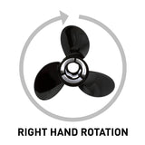 OEM Mercury / Quicksilver Black Diamond 3-Blade Aluminum Propeller, 12.5" Diameter x 8" Pitch, Right Hand Rotation