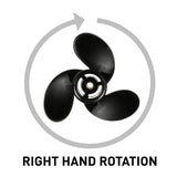 OEM Mercury / Quicksilver Black Diamond 3-Blade Aluminum Propeller, 9" Diameter x 9" Pitch, Right Hand Rotation