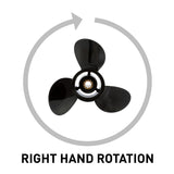 OEM Mercury / Quicksilver Black Diamond 3-Blade Aluminum Propeller, 10" Diameter x 8" Pitch, Right Hand Rotation