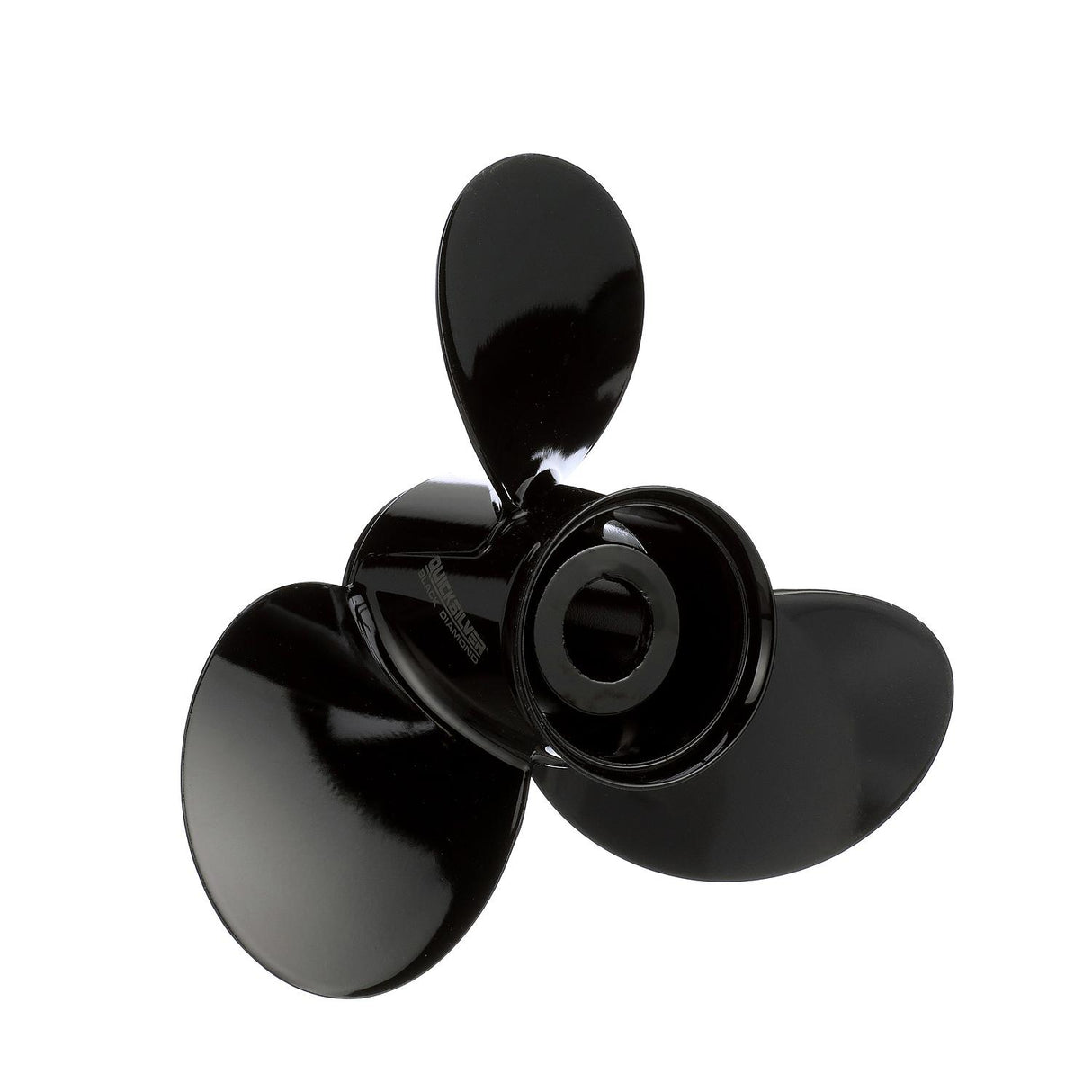 OEM Mercury / Quicksilver QA2208X Black Diamond 3-Blade Aluminum Propeller, 13.75" Diameter x 15" Pitch, Right Hand Rotation, 85hp-140hp Evinrude/Johnson V4, Black Finish
