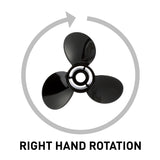 OEM Mercury / Quicksilver QA2208X Black Diamond 3-Blade Aluminum Propeller, 13.75" Diameter x 15" Pitch, Right Hand Rotation, 85hp-140hp Evinrude/Johnson V4, Black Finish