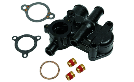 OEM Quicksilver 879172A11 Thermostat Housing for MerCruiser MPI EC Standard Cooling — product photograph