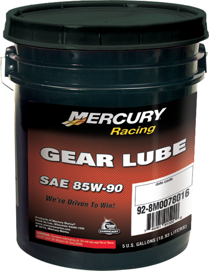 OEM Mercury Racing Extreme Performance 85W-90 Gear Lube, 5 Gallons – 92-8M0078016 — product photograph
