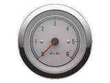 OEM Quicksilver 8M6020073 6,000-RPM Tachometer for Mercury/MerCruiser — White/Chrome — manufacturer catalog product photo
