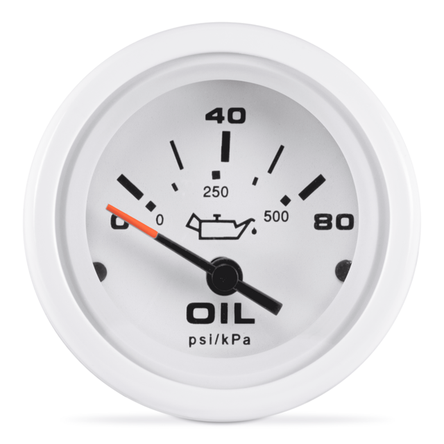 Oil Pressure Gauge, Arctic 2" 0-80 PSI
