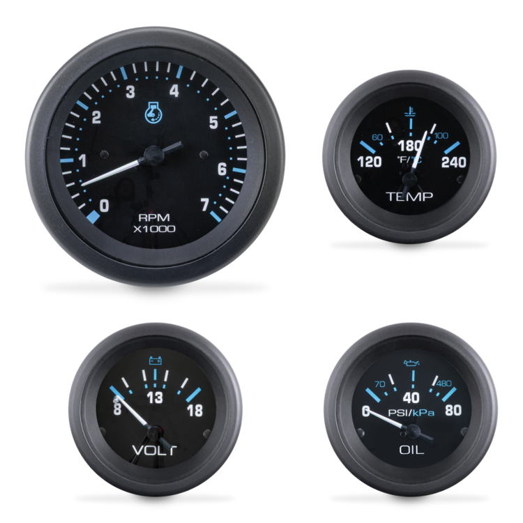 Sierra Eclipse Series Twin Engine Gauge Set - 69726P