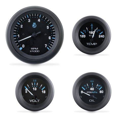 Sierra Eclipse Series Twin Engine Gauge Set - 69726P