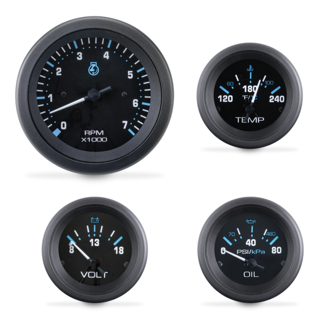 Sierra Eclipse Series Twin Engine Gauge Set - 69726P