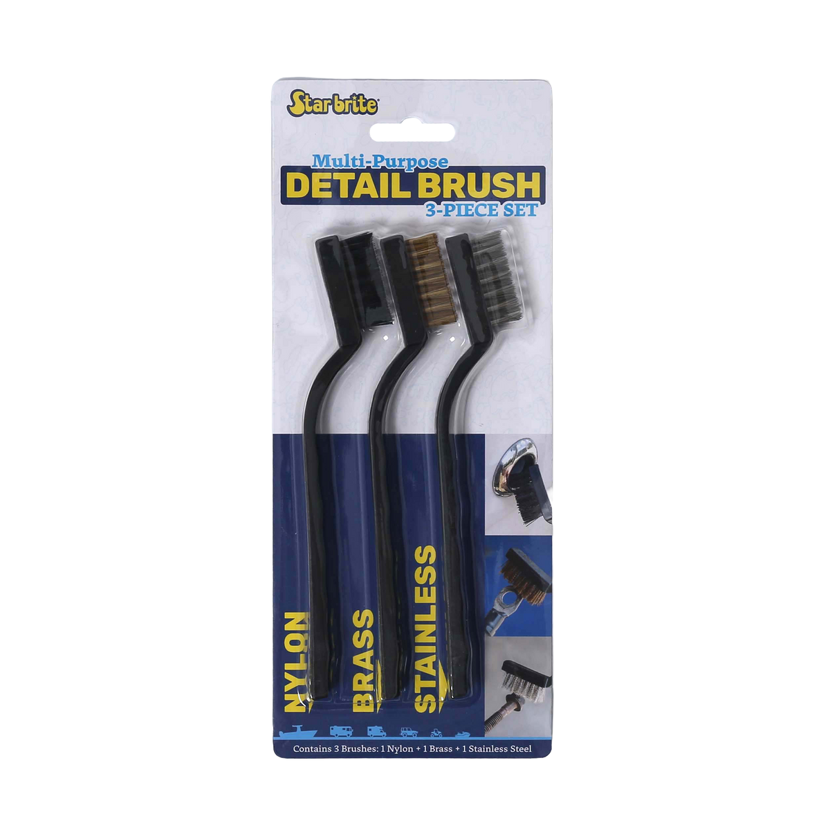 Star brite Multipurpose Detail Brush Set — 40073 — 3-piece set — manufacturer original