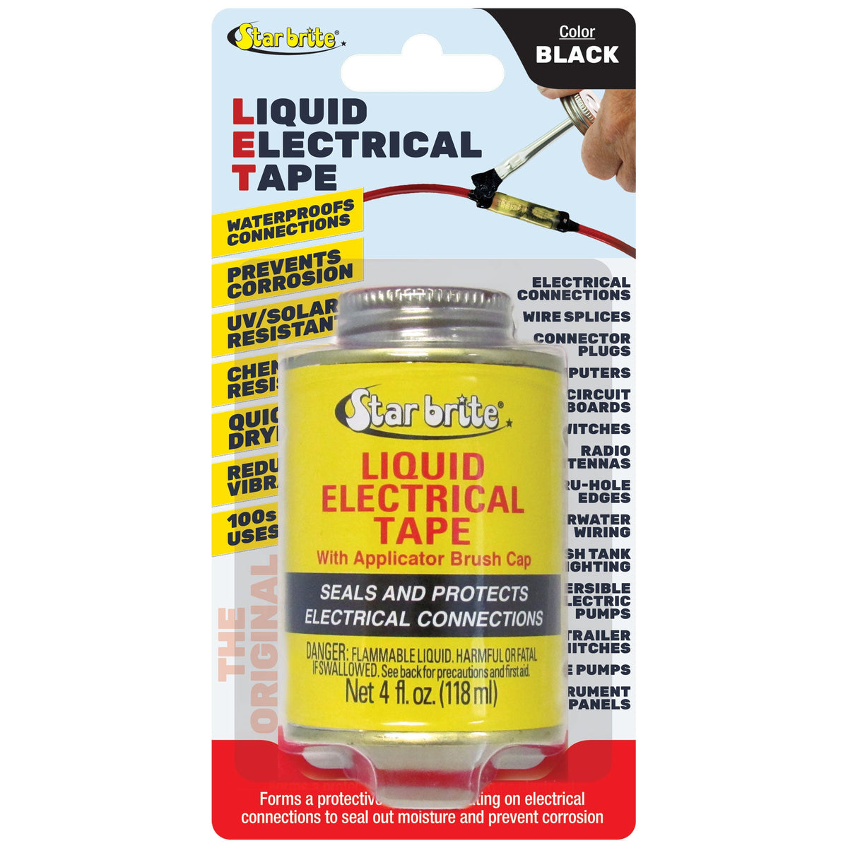 Star brite Liquid Electrical Tape — 4 fl oz brush-top jar / Black