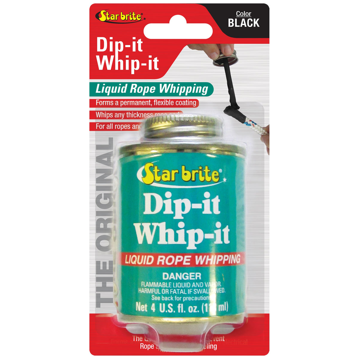 Star brite Dip-It Whip-It Liquid Rope Whipping - 4 fl oz — Black