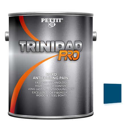 Pettit Trinidad Pro packaging with official Blue color swatch