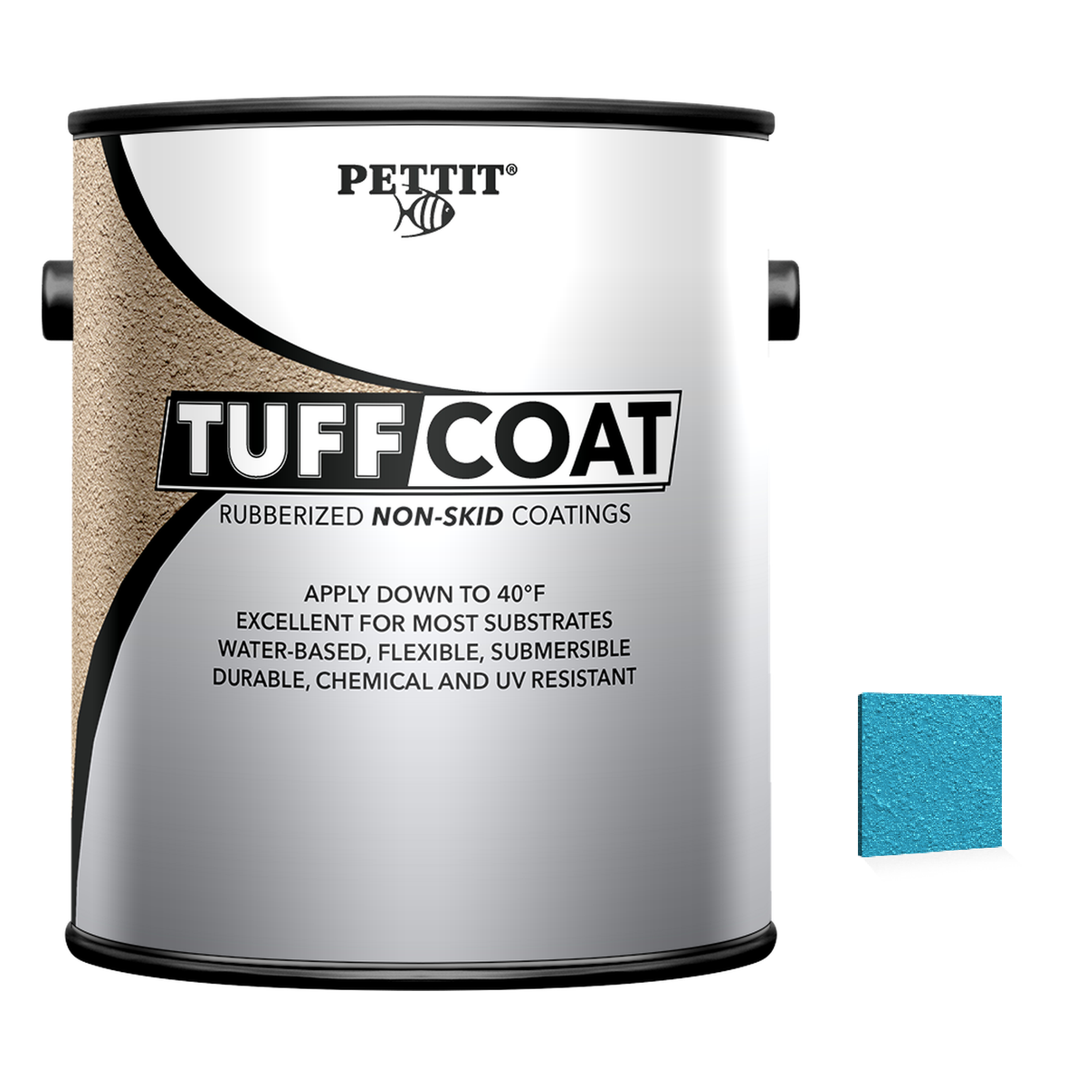 Pettit Tuff Coat packaging with official Bikini Blue color swatch