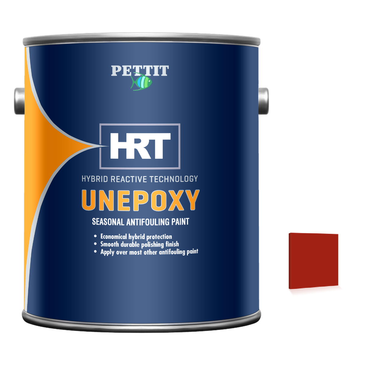Pettit Unepoxy HRT packaging with official Red color swatch
