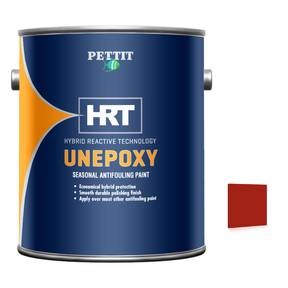 Pettit Unepoxy HRT packaging with official Red color swatch