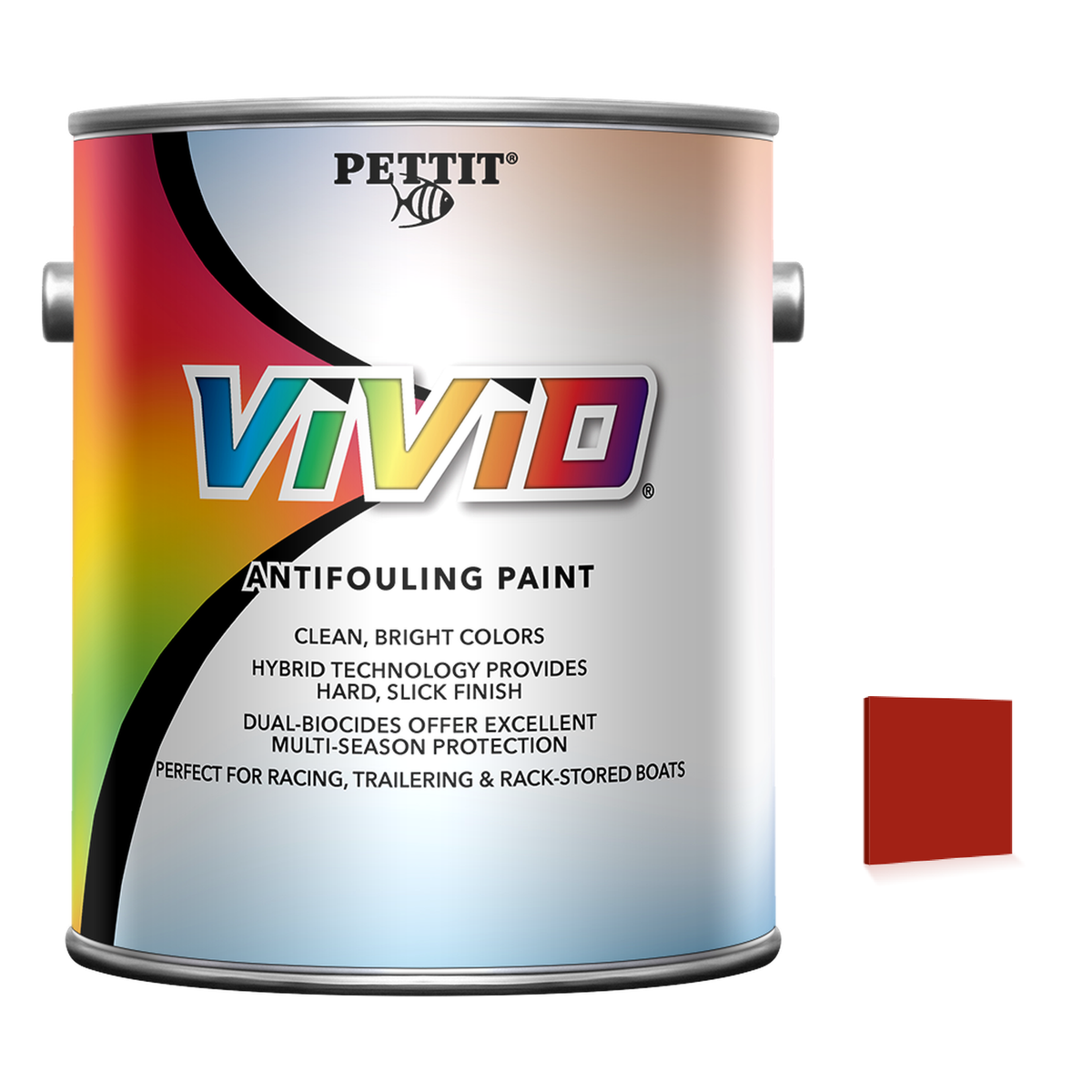 Pettit Vivid packaging with official Red color swatch