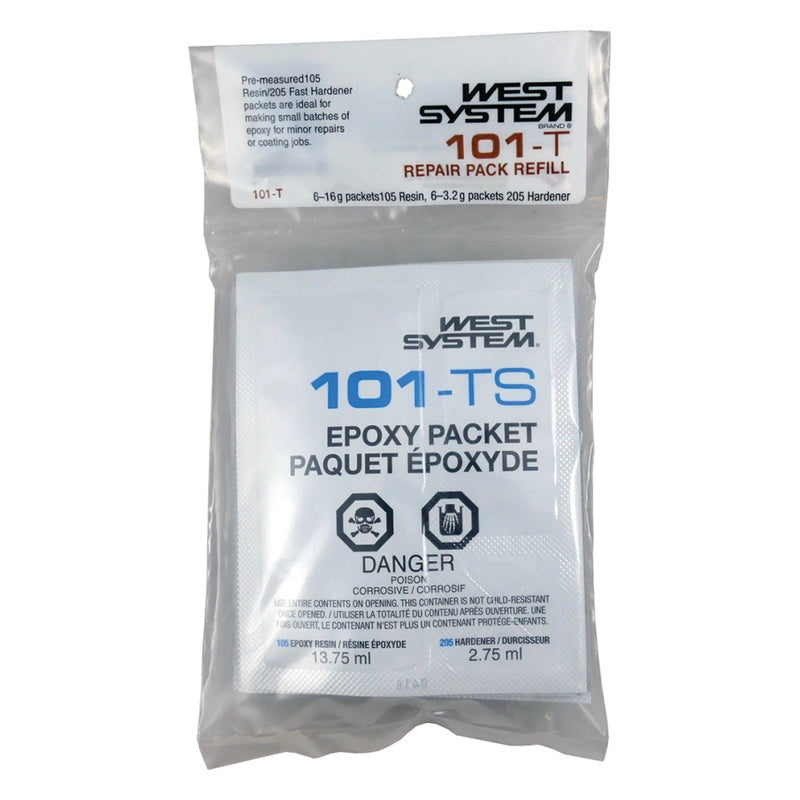 WEST SYSTEM 101-T 105 Resin / 205 Hardener Packets - 6-Pack — 655-101T